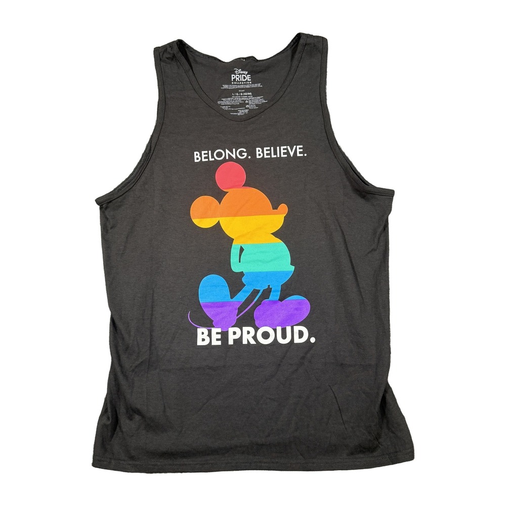 Disney Pride Collection Mickey Mouse Rainbow Tank Top Black Large Belong Believe